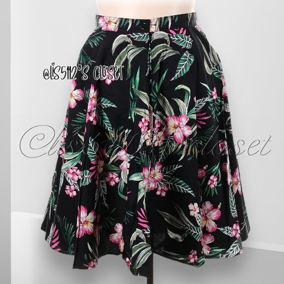 Hell Bunny Kalani 50’s Tropical Flower Pinup Swing Skirt 2X — fits 1X - Picture 6 of 15